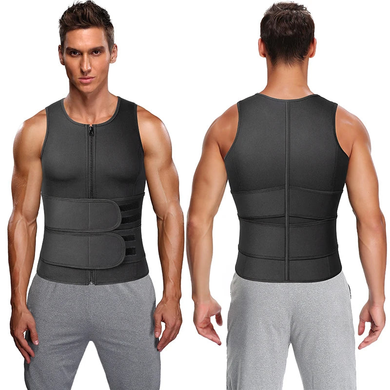 Men Waist Trainer Sauna Vest Fitness Abdomen Shaper Belly Reducing Shapewear Burn Fat Shirt Trimmer Belt