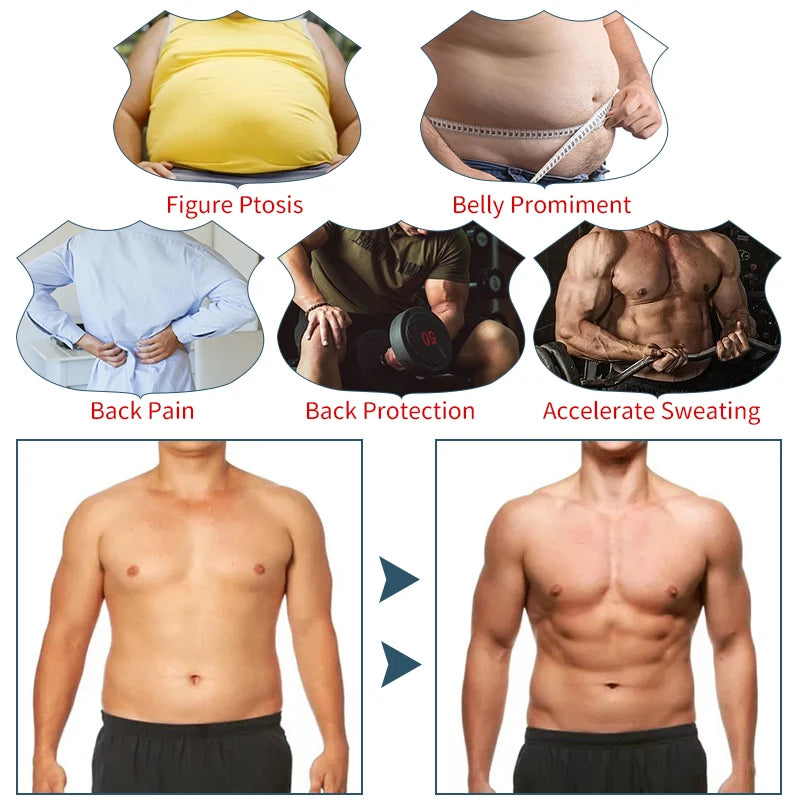 Men Waist Trainer Sauna Vest Fitness Abdomen Shaper Belly Reducing Shapewear Burn Fat Shirt Trimmer Belt