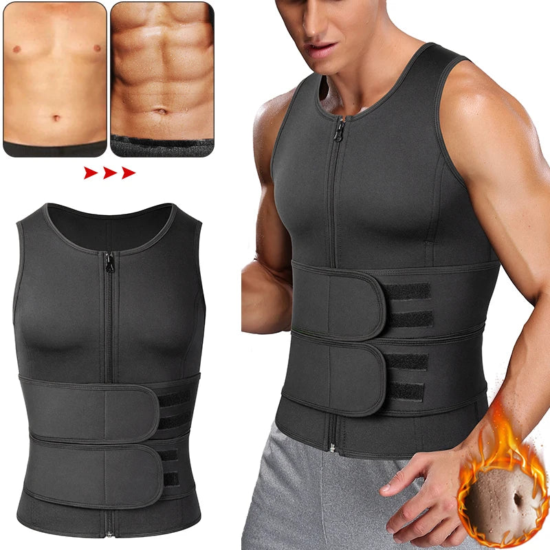 Men Waist Trainer Sauna Vest Fitness Abdomen Shaper Belly Reducing Shapewear Burn Fat Shirt Trimmer Belt