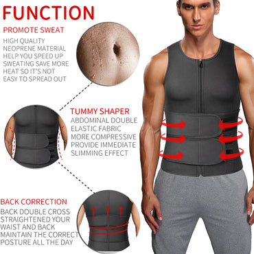 Men Waist Trainer Sauna Vest Fitness Abdomen Shaper Belly Reducing Shapewear Burn Fat Shirt Trimmer Belt