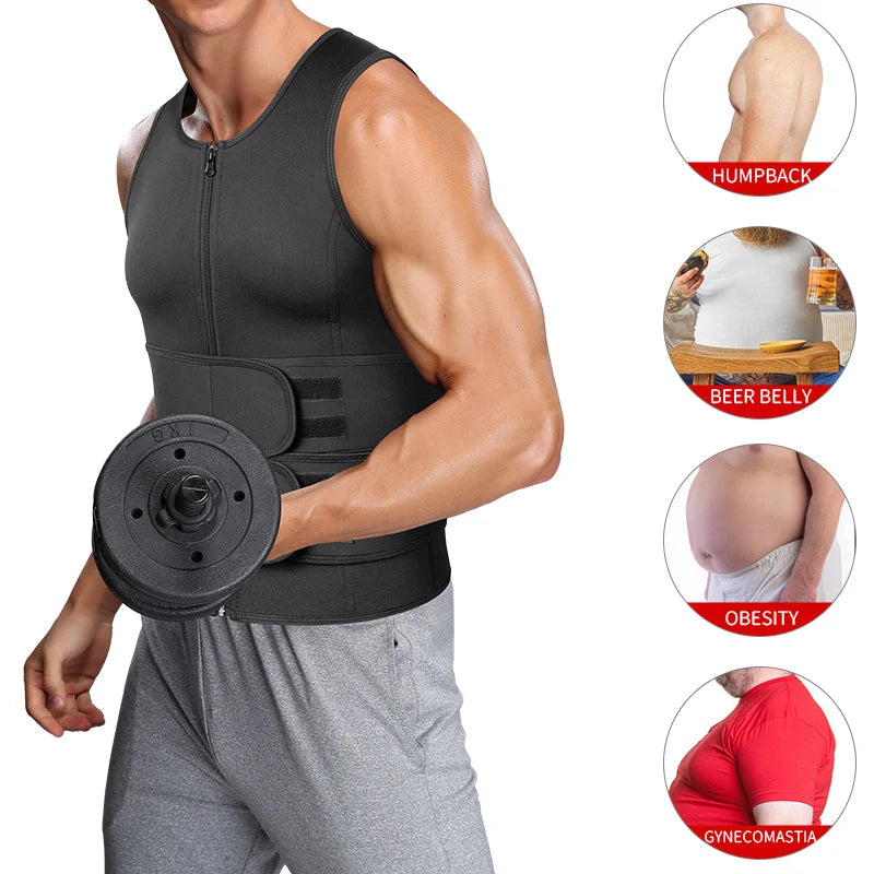 Men Waist Trainer Sauna Vest Fitness Abdomen Shaper Belly Reducing Shapewear Burn Fat Shirt Trimmer Belt