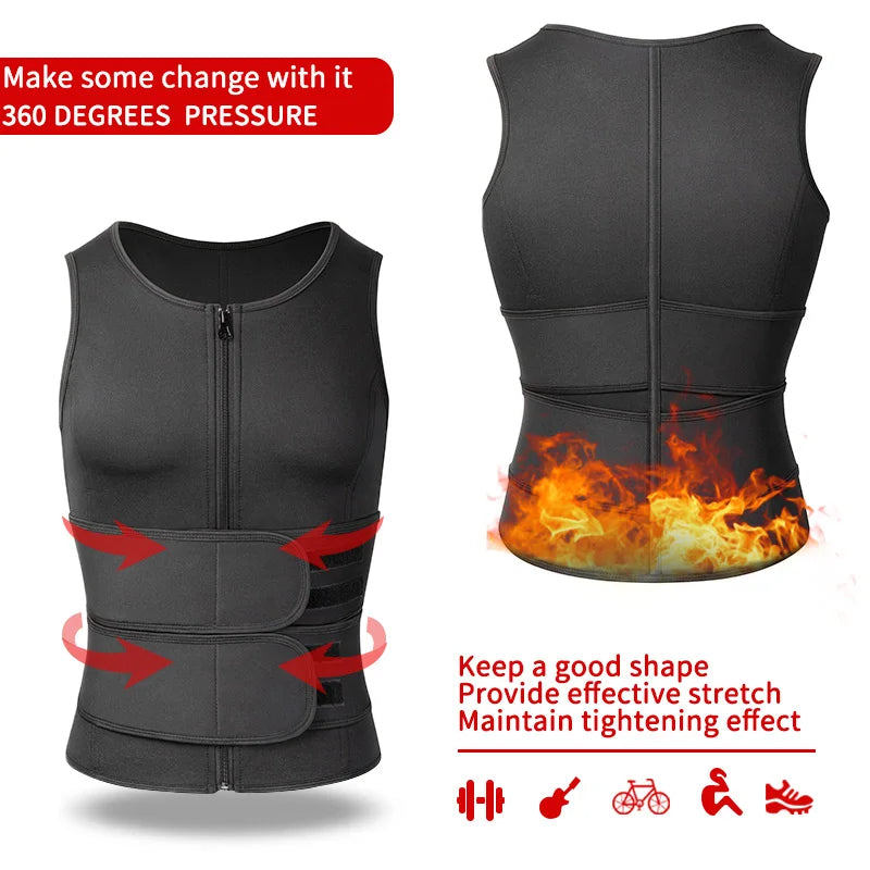Men Waist Trainer Sauna Vest Fitness Abdomen Shaper Belly Reducing Shapewear Burn Fat Shirt Trimmer Belt
