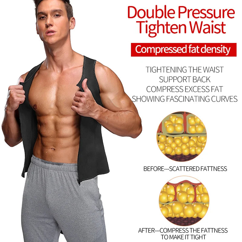 Men Waist Trainer Sauna Vest Fitness Abdomen Shaper Belly Reducing Shapewear Burn Fat Shirt Trimmer Belt
