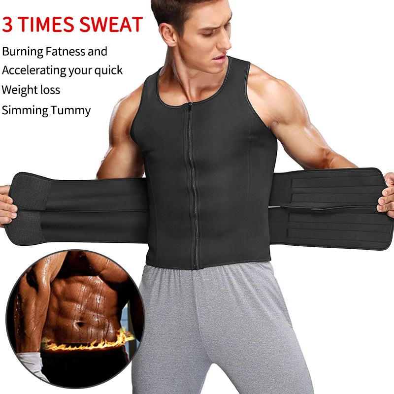 Men Waist Trainer Sauna Vest Fitness Abdomen Shaper Belly Reducing Shapewear Burn Fat Shirt Trimmer Belt
