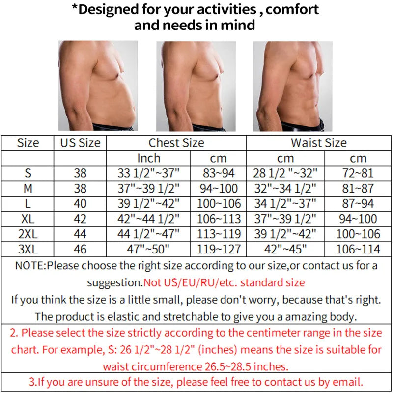 Men Waist Trainer Sauna Vest Fitness Abdomen Shaper Belly Reducing Shapewear Burn Fat Shirt Trimmer Belt
