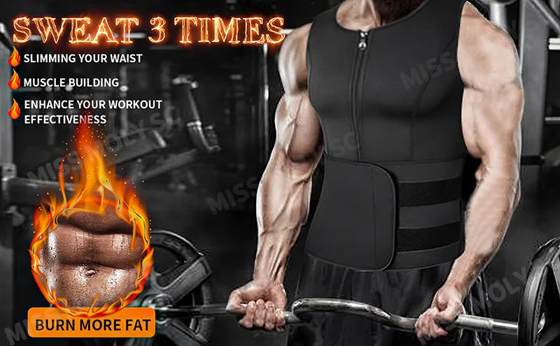 Men Waist Trainer Sauna Vest Fitness Abdomen Shaper Belly Reducing Shapewear Burn Fat Shirt Trimmer Belt