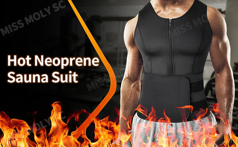 Men Waist Trainer Sauna Vest Fitness Abdomen Shaper Belly Reducing Shapewear Burn Fat Shirt Trimmer Belt