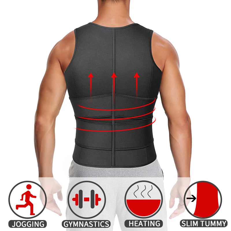 Men Waist Trainer Sauna Vest Fitness Abdomen Shaper Belly Reducing Shapewear Burn Fat Shirt Trimmer Belt
