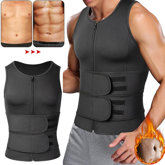 Men Waist Trainer Sauna Vest Fitness Abdomen Shaper Belly Reducing Shapewear Burn Fat Shirt Trimmer Belt